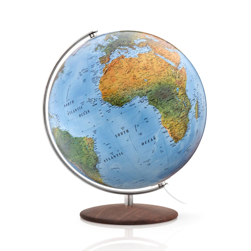 Räthgloben Doppelbild-Leuchtglobus handkaschiert 37cm D 42cm H, beleuchtet